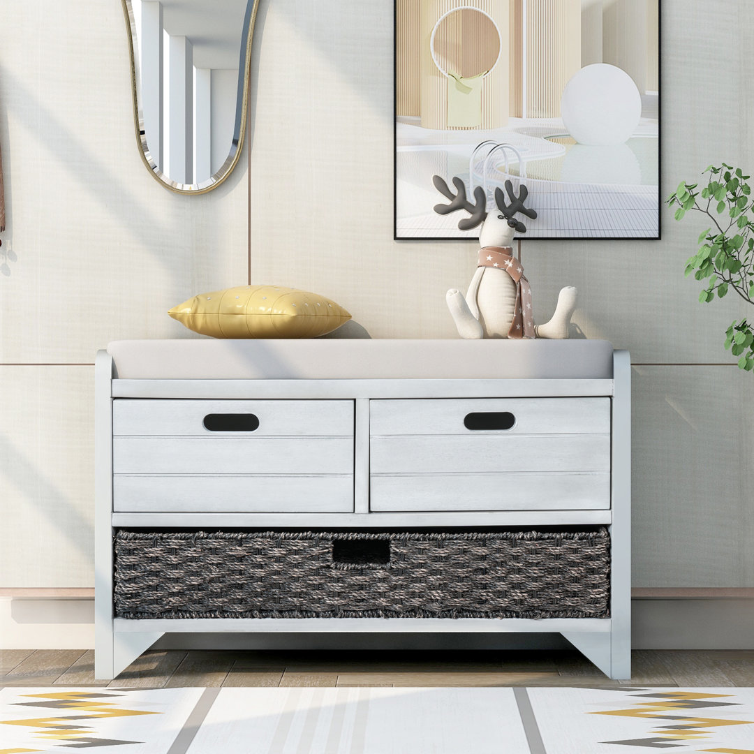 Entryway Bench with Removable Basket and Drawers